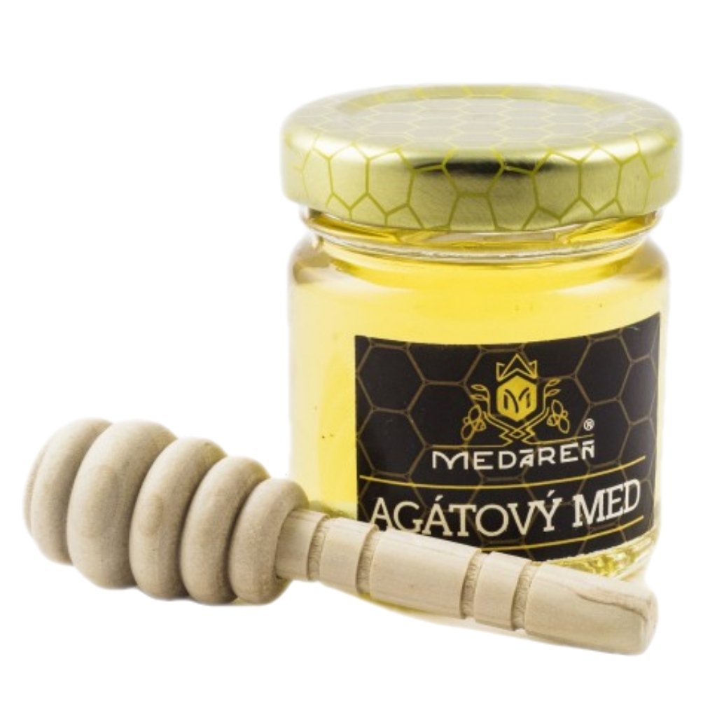 Agátový mini med 50g + drevená palička "mini"
