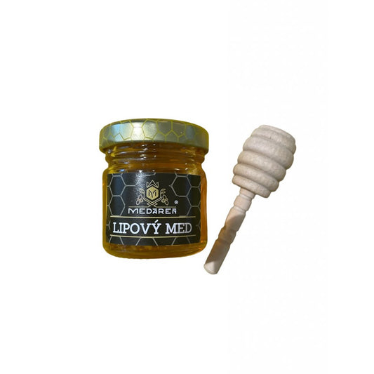 Lipový mini med 50g + drevená palička "mini"